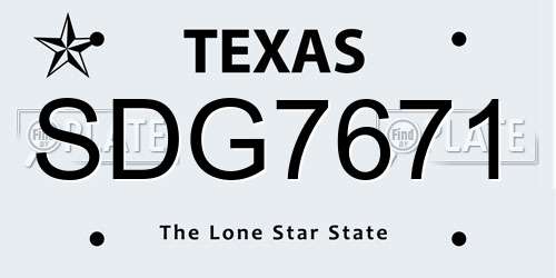 SDG7671 Texas License Plate