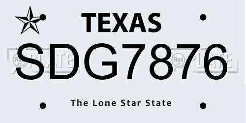 SDG7876 Texas License Plate