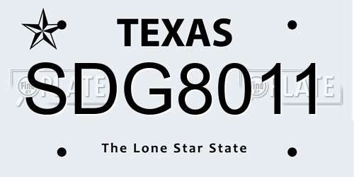 SDG8011 Texas License Plate