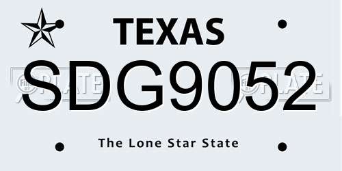 SDG9052 Texas License Plate