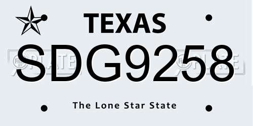 SDG9258 Texas License Plate