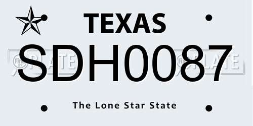 SDH0087 Texas License Plate