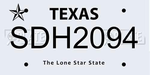 SDH2094 Texas License Plate