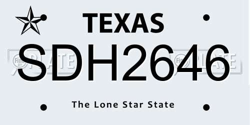 SDH2646 Texas License Plate