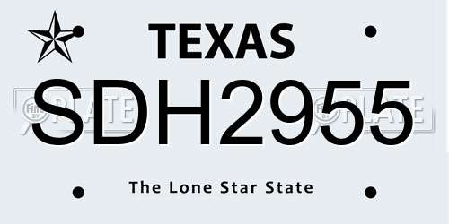 SDH2955 Texas License Plate