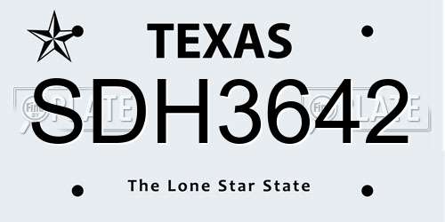 SDH3642 Texas License Plate