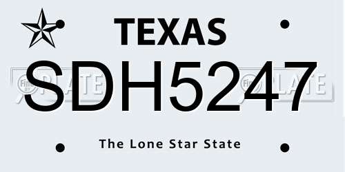 SDH5247 Texas License Plate