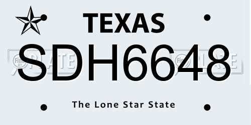 SDH6648 Texas License Plate