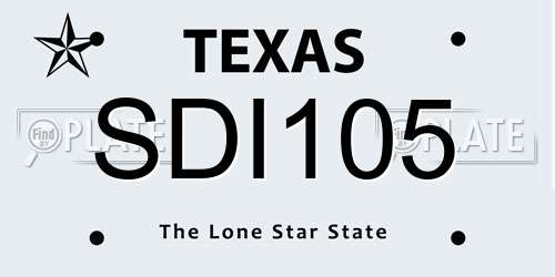 SDI105 Texas License Plate