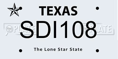 SDI108 Texas License Plate