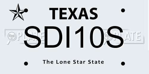 SDI10S Texas License Plate