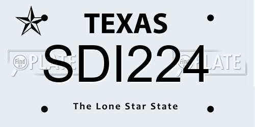 SDI224 Texas License Plate