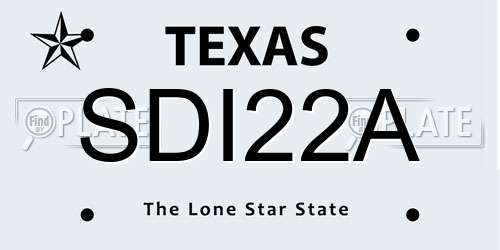 SDI22A Texas License Plate