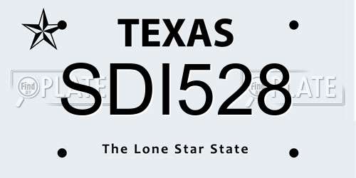 SDI528 Texas License Plate