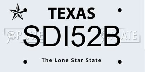 SDI52B Texas License Plate