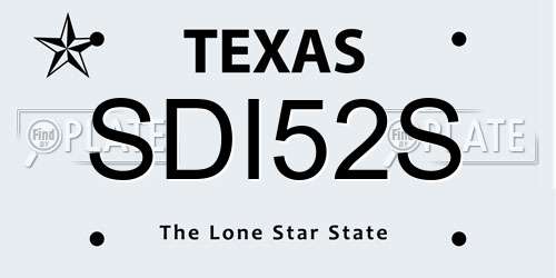 SDI52S Texas License Plate