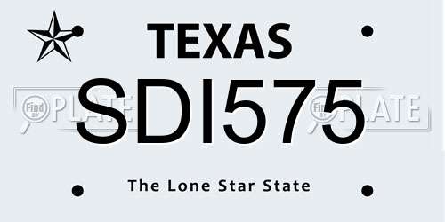 SDI575 Texas License Plate