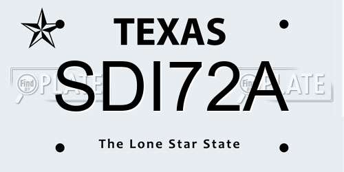 SDI72A Texas License Plate