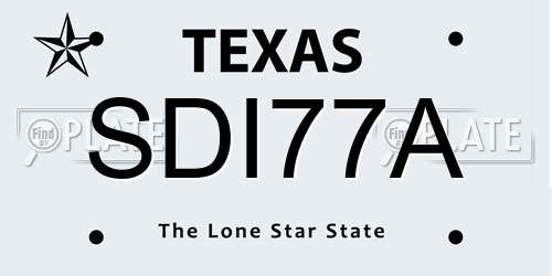 SDI77A Texas License Plate