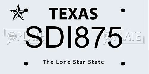 SDI875 Texas License Plate
