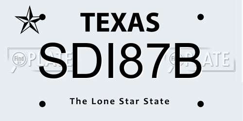 SDI87B Texas License Plate