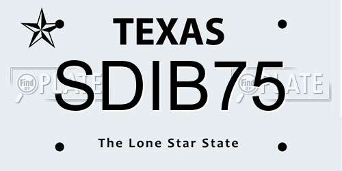 SDIB75 Texas License Plate