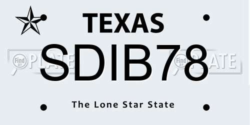 SDIB78 Texas License Plate