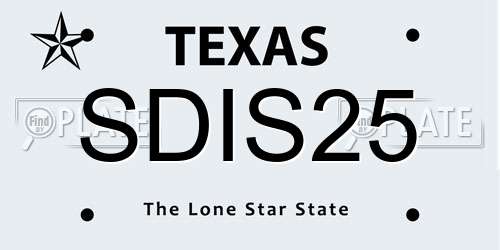 SDIS25 Texas License Plate