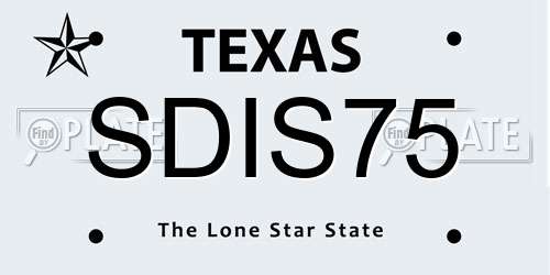 SDIS75 Texas License Plate