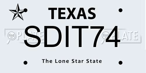 SDIT74 Texas License Plate