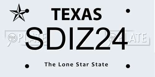 SDIZ24 Texas License Plate