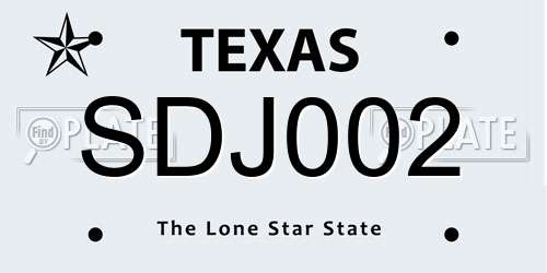SDJ002 Texas License Plate