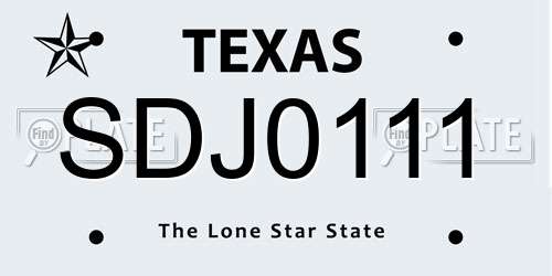 SDJ0111 Texas License Plate