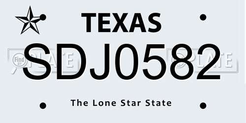 SDJ0582 Texas License Plate