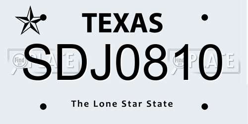 SDJ0810 Texas License Plate