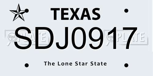 SDJ0917 Texas License Plate