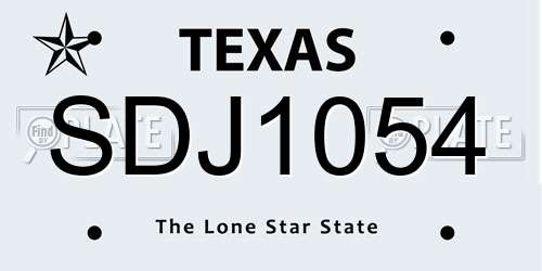 SDJ1054 Texas License Plate