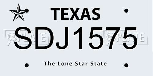 SDJ1575 Texas License Plate