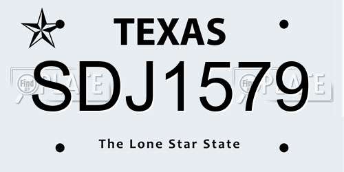 SDJ1579 Texas License Plate