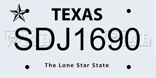 SDJ1690 Texas License Plate