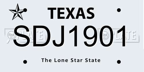 SDJ1901 Texas License Plate