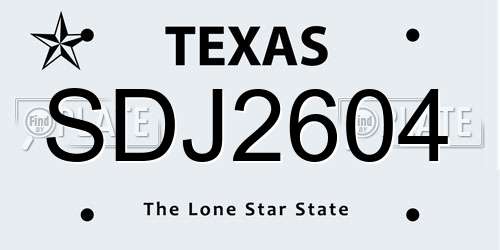 SDJ2604 Texas License Plate