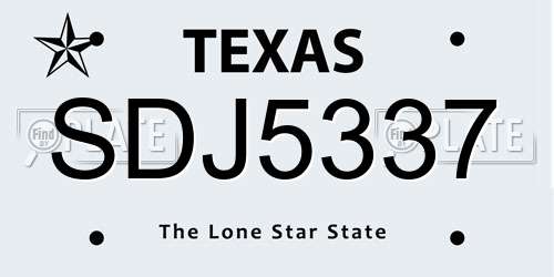 SDJ5337 Texas License Plate