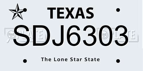 SDJ6303 Texas License Plate