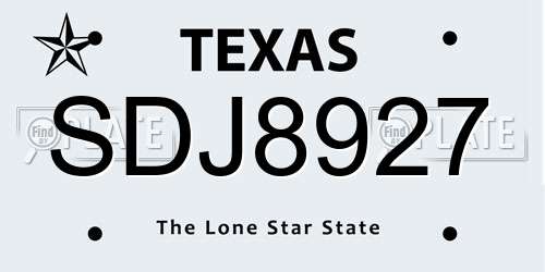 SDJ8927 Texas License Plate