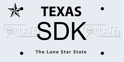 SDK Texas License Plate