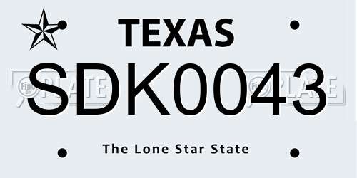 SDK0043 Texas License Plate