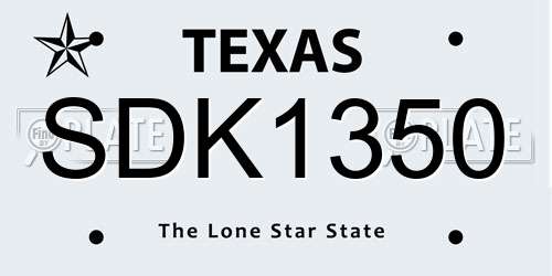 SDK1350 Texas License Plate