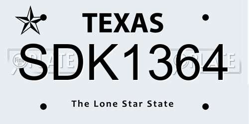 SDK1364 Texas License Plate