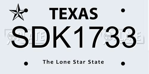 SDK1733 Texas License Plate